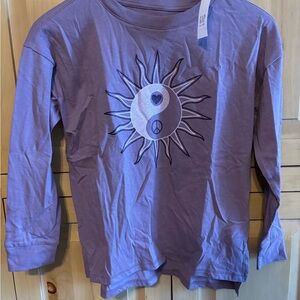 GAP Purple Long Sleeve Kids Tee with Sun and Moon Design NWT